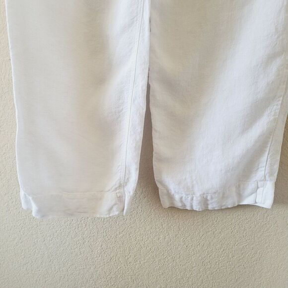 Natalie Rolt 100% Linen White Wide Leg High Rise Pants 0 Eddy Coastal Lagenlook - Picture 8 of 11